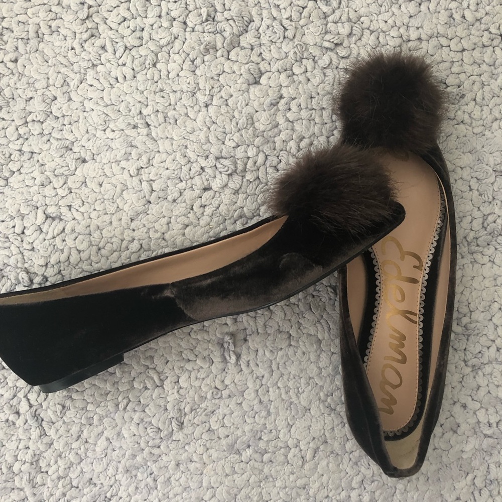 Sam Edelman Velvet Pom Pom Flats